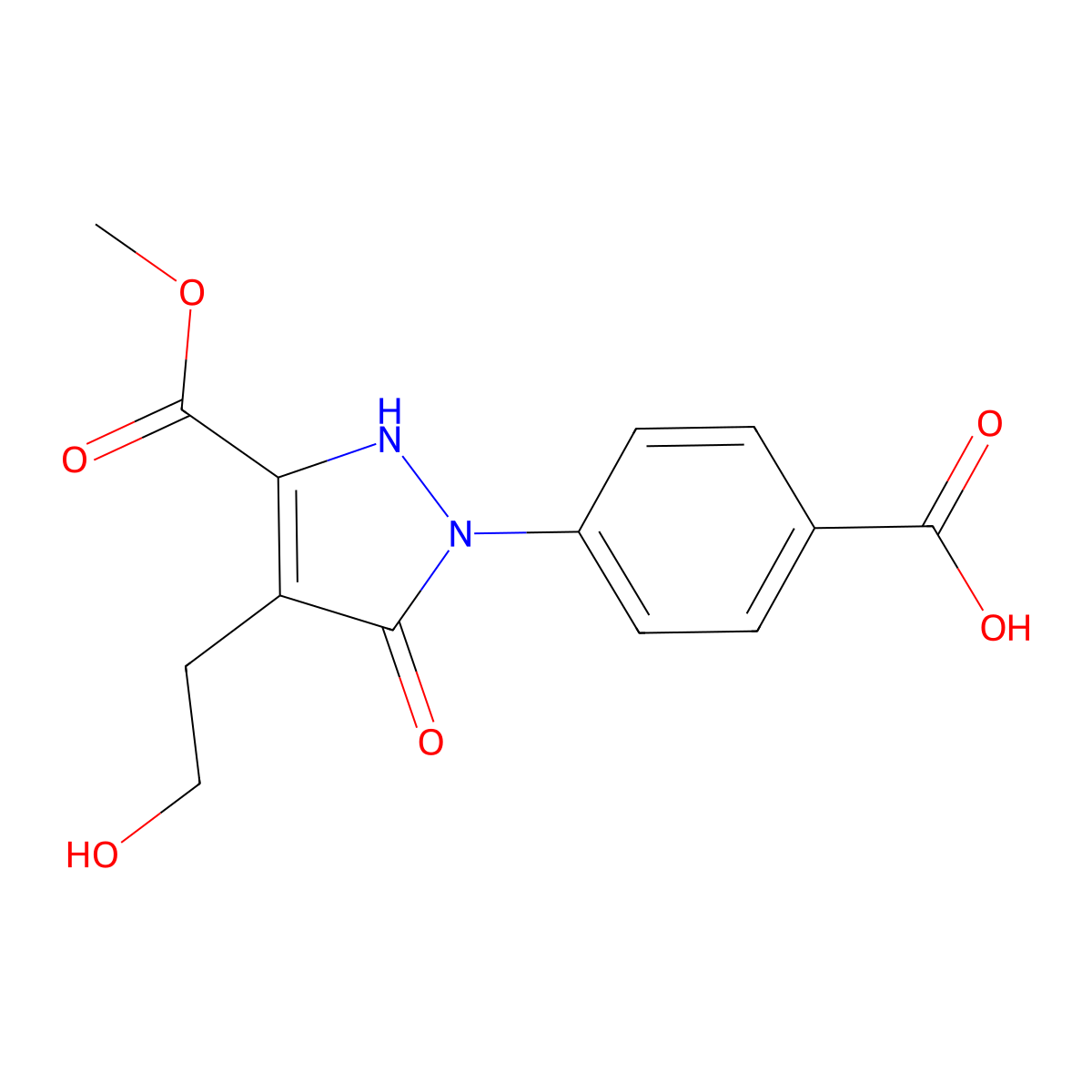 4-[4-(2-hydroxyethyl)-3-(methoxycarbonyl)-5-oxo-2,5-dihydro-1H-pyrazol-1-yl]benzoic acid molecular structure, CAS 1221725-91-2