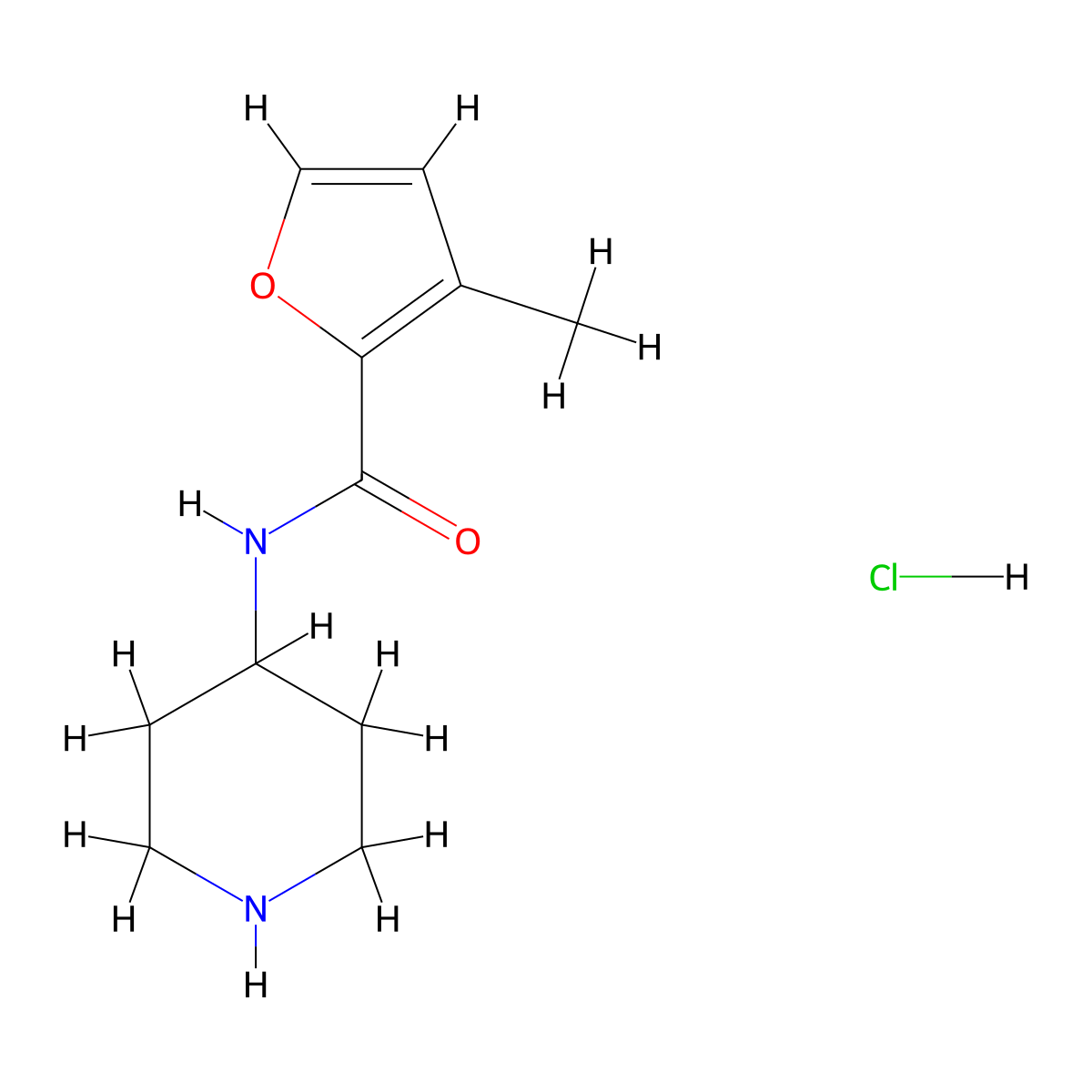3-methyl-N-(piperidin-4-yl)furan-2-carboxamide hydrochloride molecular structure, CAS 1221725-95-6