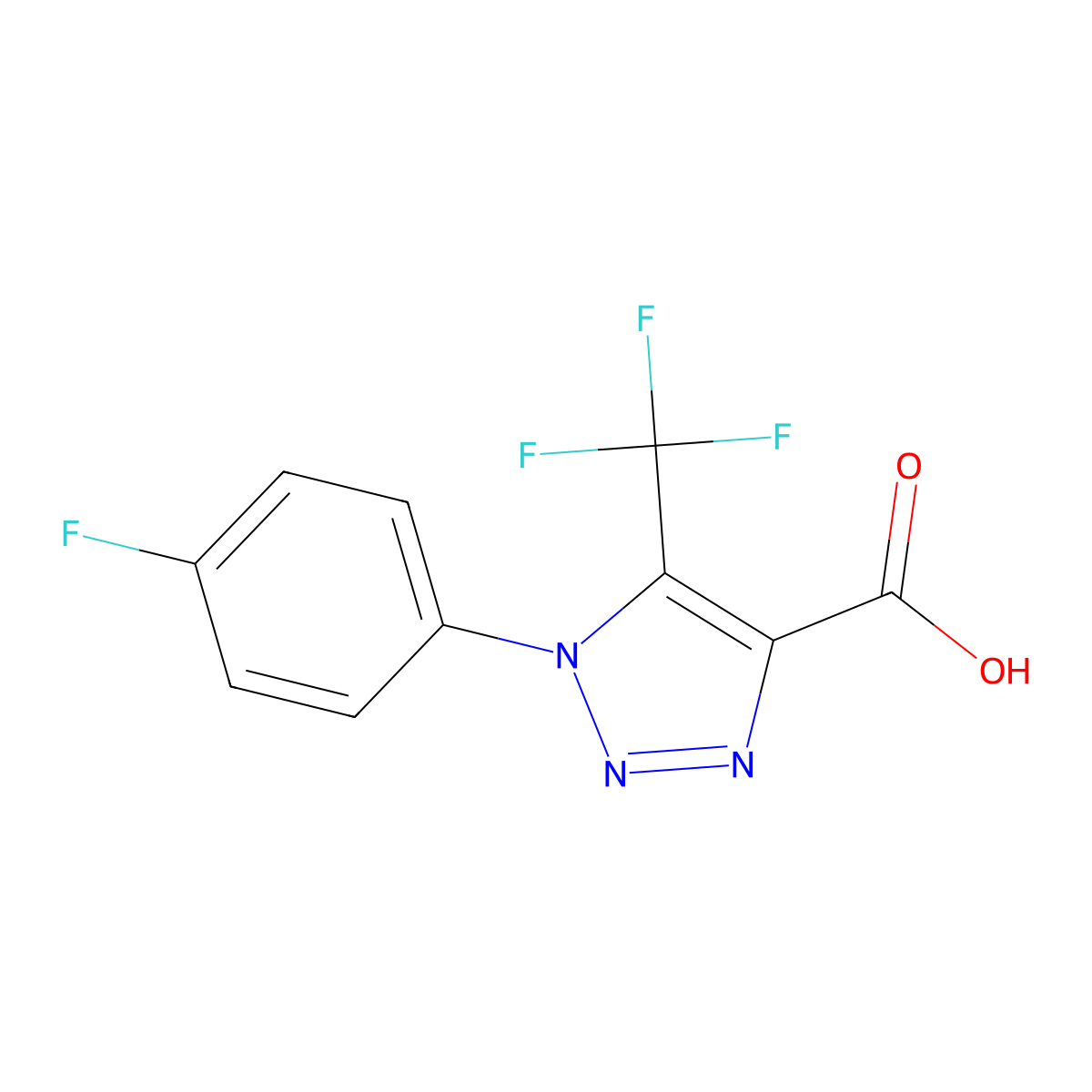 1-(4-fluorophenyl)-5-(trifluoromethyl)-1H-1,2,3-triazole-4-carboxylic acid molecular structure, CAS 1221725-96-7