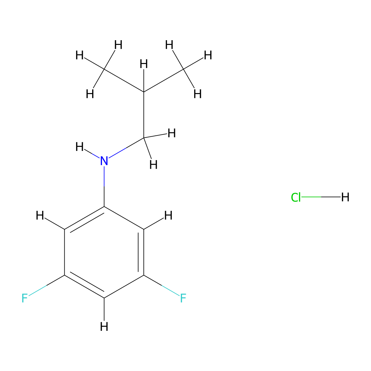 3,5-difluoro-N-(2-methylpropyl)aniline hydrochloride molecular structure, CAS 1221725-97-8