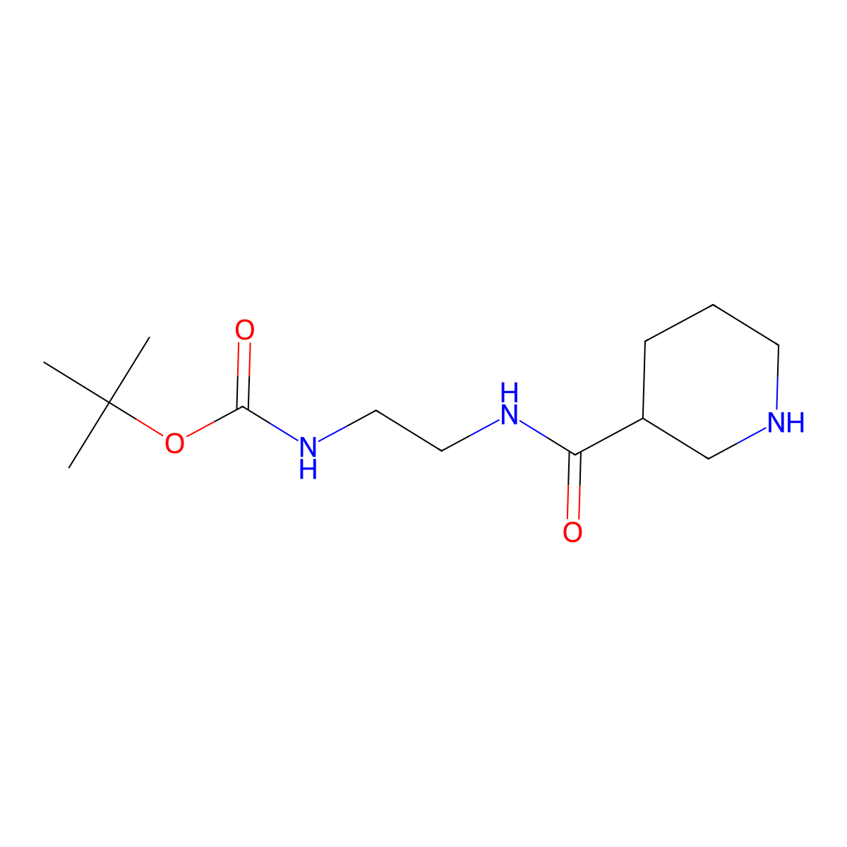tert-butyl N-[2-(piperidin-3-ylformamido)ethyl]carbamate molecular structure, CAS 1221726-00-6