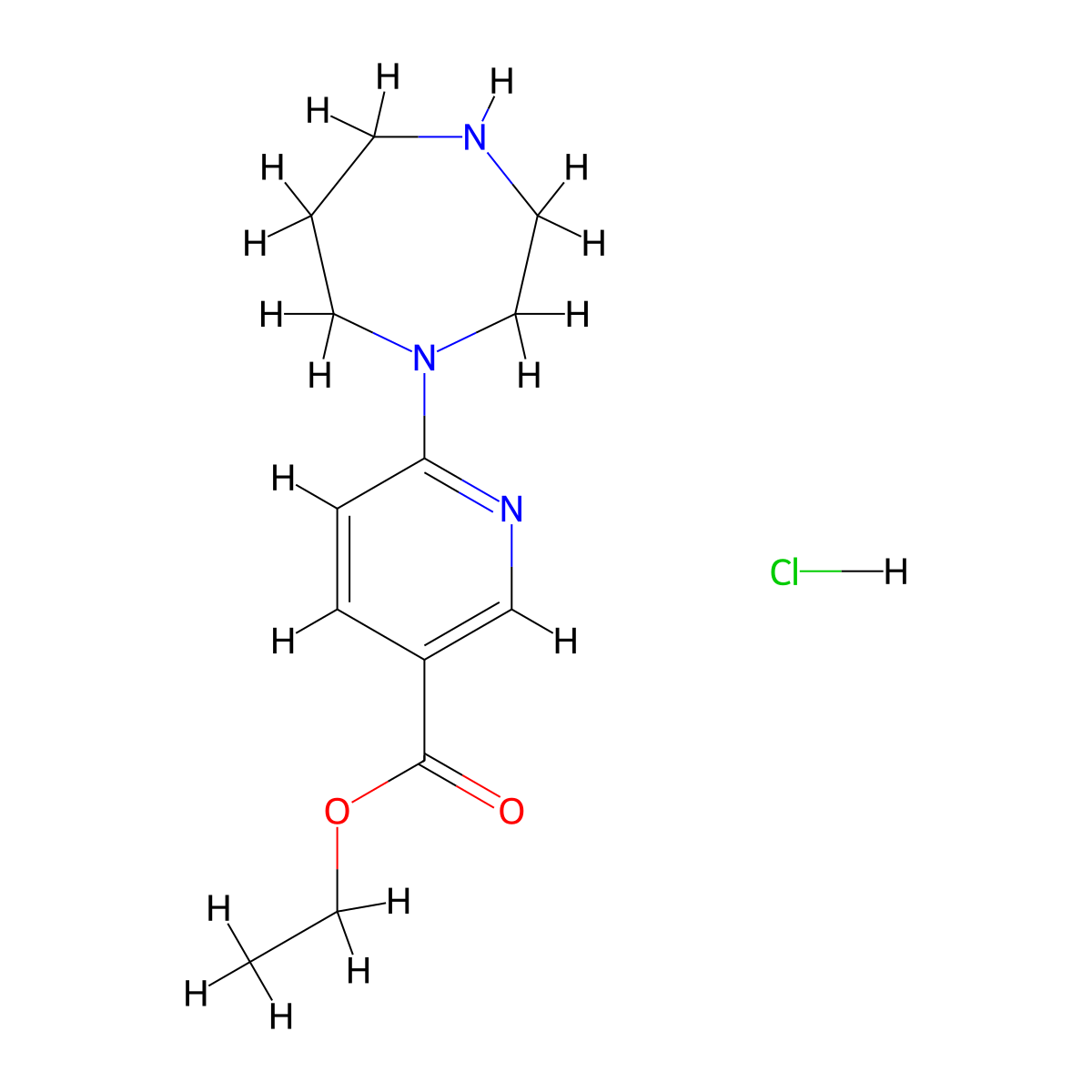Ethyl 6-(1,4-diazepan-1-yl)pyridine-3-carboxylate hydrochloride molecular structure, CAS 1221726-03-9