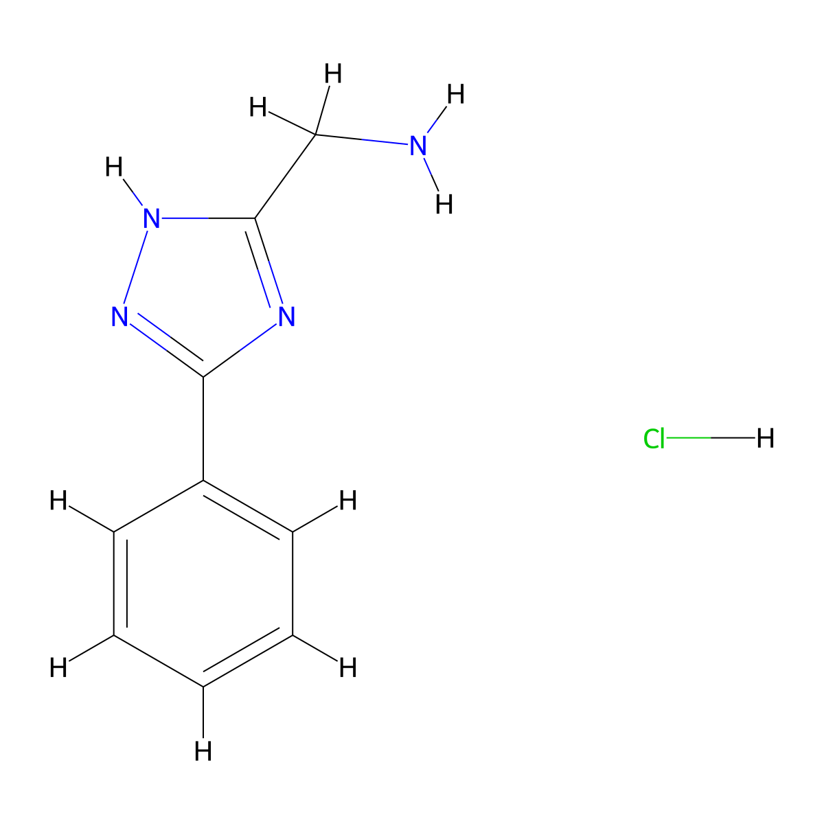 (3-phenyl-1H-1,2,4-triazol-5-yl)methanamine hydrochloride molecular structure, CAS 1221726-04-0