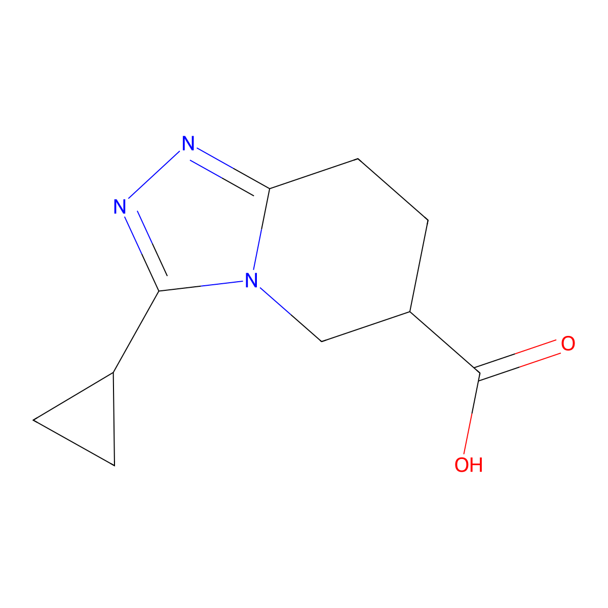 3-cyclopropyl-5H,6H,7H,8H-[1,2,4]triazolo[4,3-a]pyridine-6-carboxylic acid molecular structure, CAS 1221726-07-3