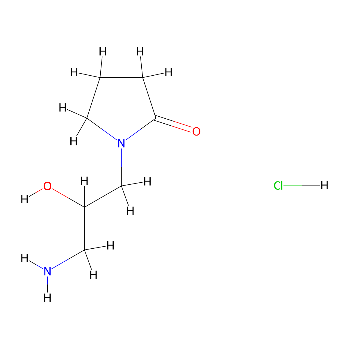 1-(3-Amino-2-hydroxypropyl)pyrrolidin-2-one hydrochloride molecular structure, CAS 1221726-08-4