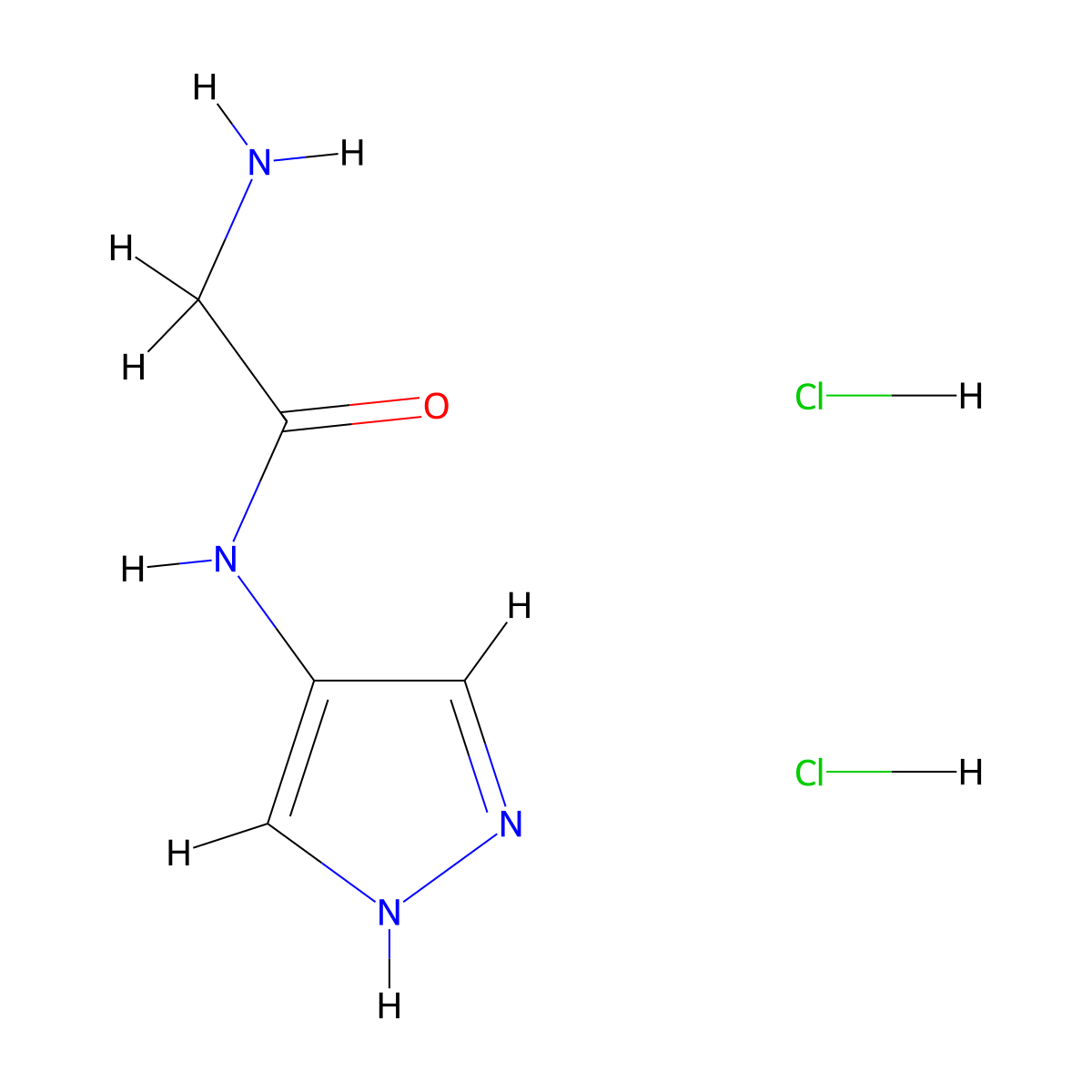 2-amino-N-(1H-pyrazol-4-yl)acetamide dihydrochloride molecular structure, CAS 1221726-15-3
