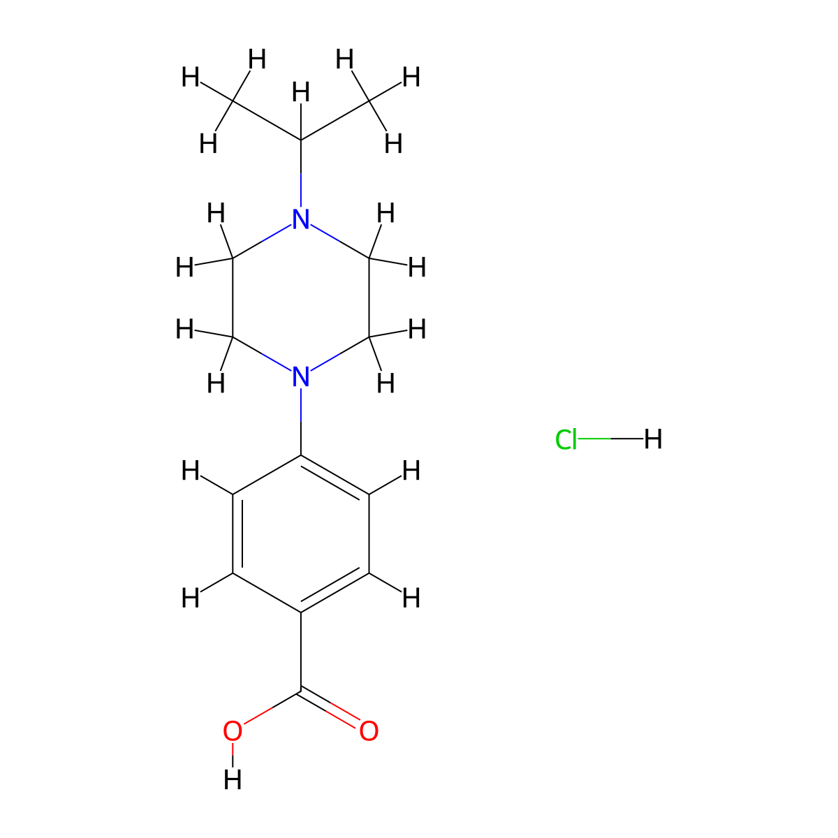 4-(4-(Propan-2-yl)piperazin-1-yl)benzoic acid hydrochloride molecular structure, CAS 1221726-16-4
