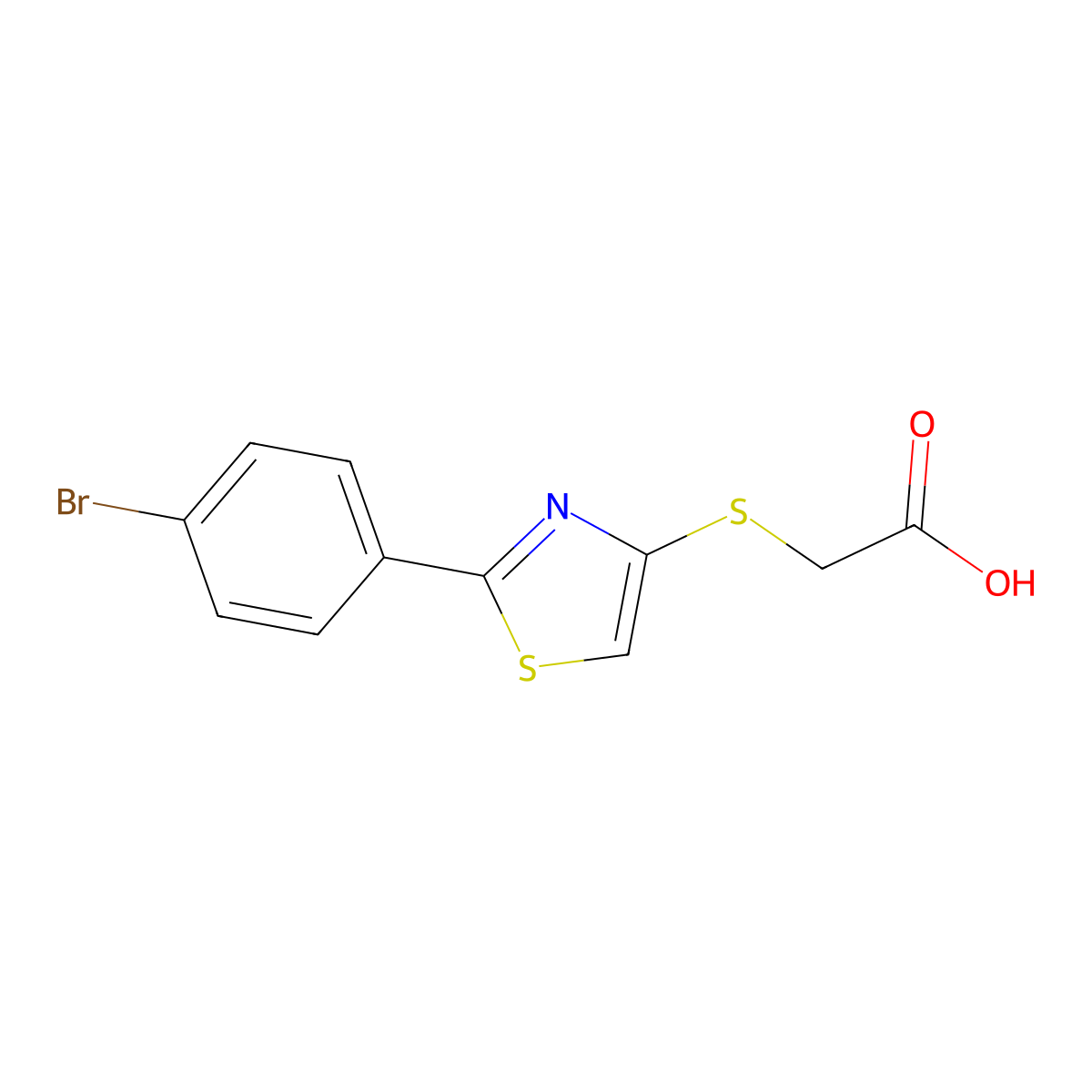 2-{[2-(4-Bromophenyl)-1,3-thiazol-4-yl]sulfanyl}acetic acid molecular structure, CAS 1221726-20-0