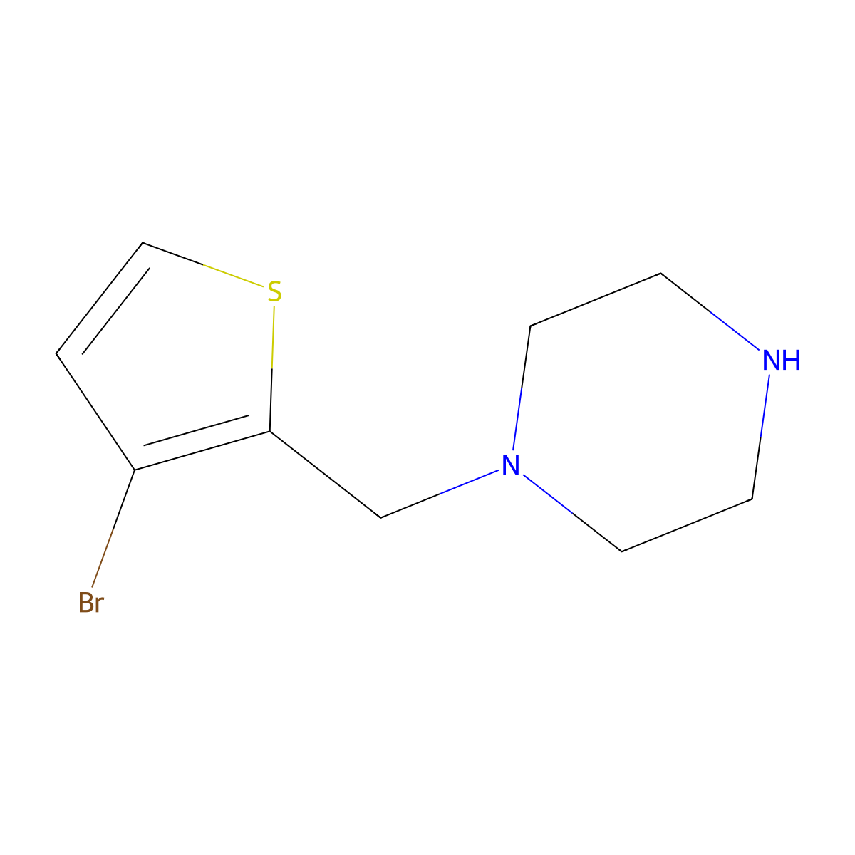 1-[(3-Bromothiophen-2-yl)methyl]piperazine molecular structure, CAS 1221726-35-7