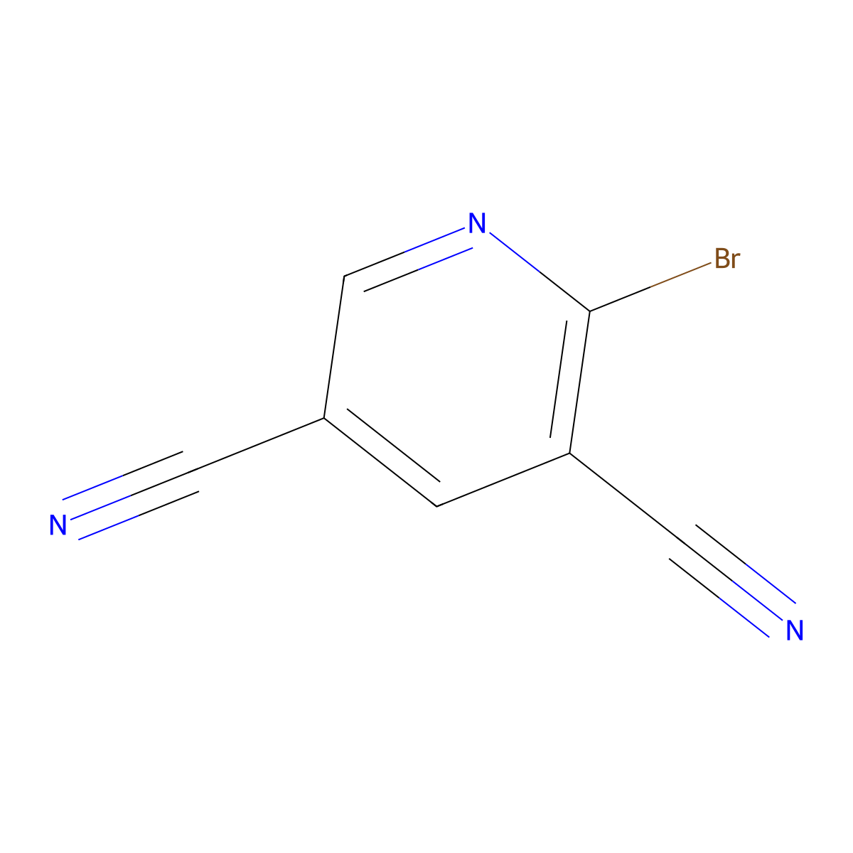 2-Bromopyridine-3,5-dicarbonitrile molecular structure, CAS 1221728-31-9