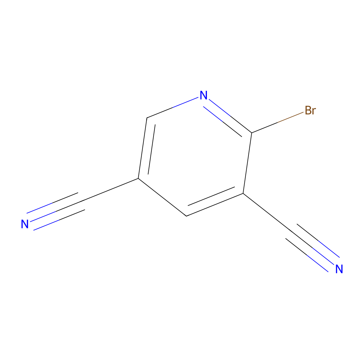 2-Bromopyridine-3,5-dicarbonitrile molecular structure, CAS 1221728-31-9