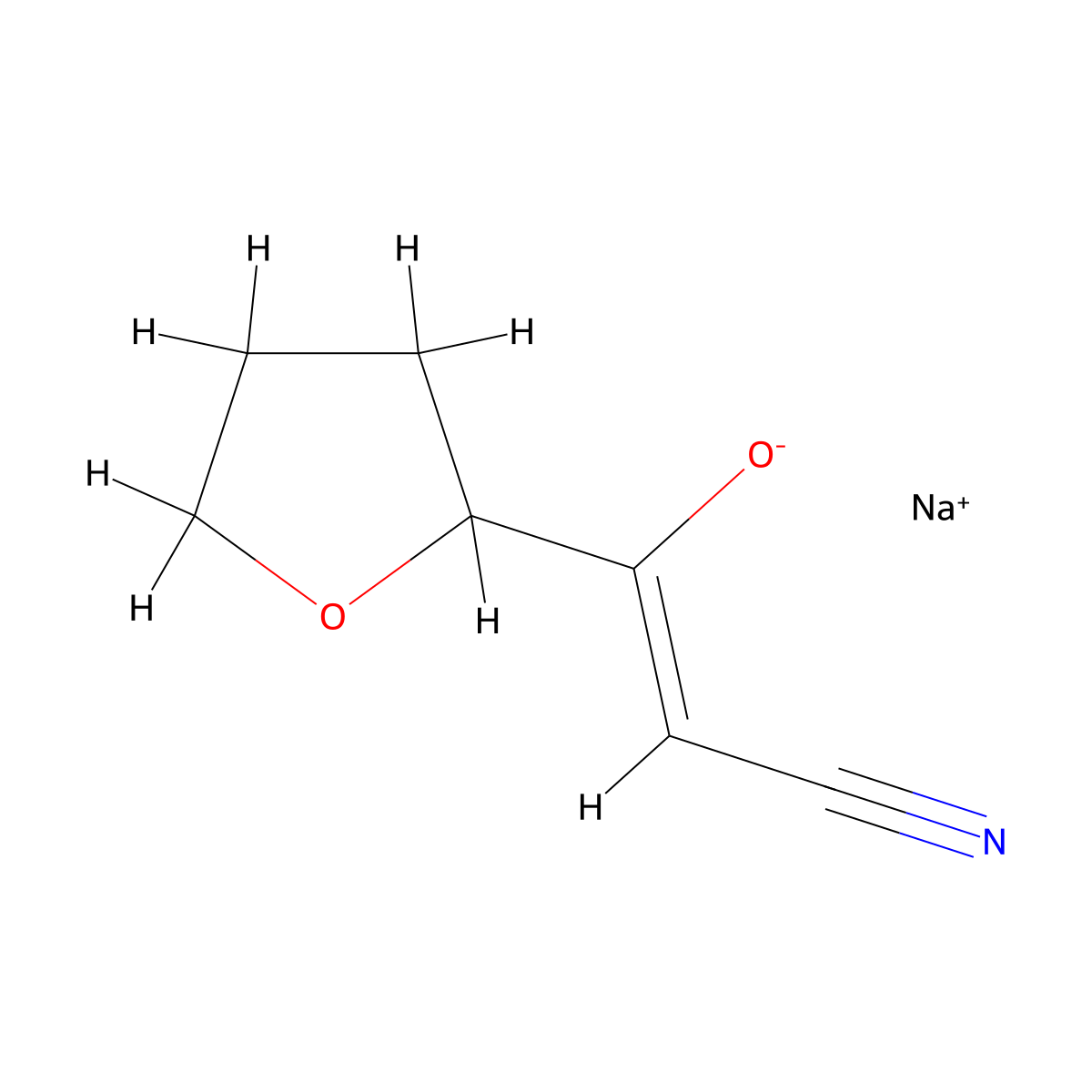 Sodium 2-cyano-1-(oxolan-2-yl)eth-1-en-1-olate molecular structure, CAS 1221728-72-8