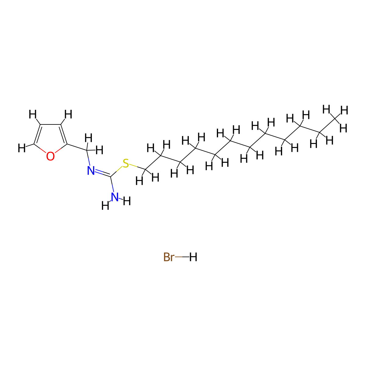 N'-(furan-2-ylmethyl)(dodecylsulfanyl)methanimidamide hydrobromide molecular structure, CAS 1221728-83-1