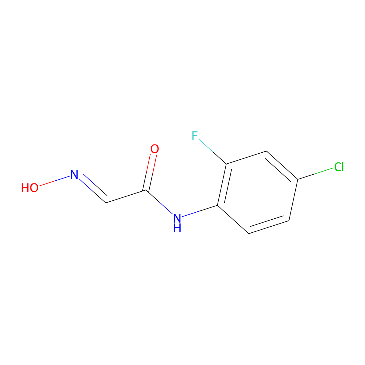N-(4-chloro-2-fluorophenyl)-2-(N-hydroxyimino)acetamide molecular structure, CAS 1221728-86-4