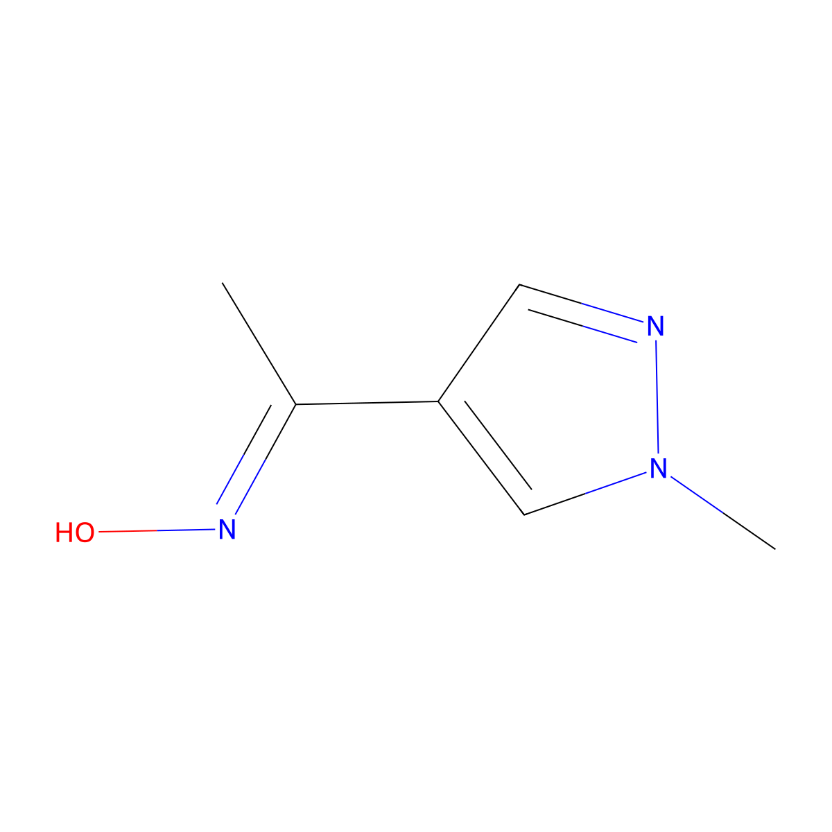 N-[1-(1-methyl-1H-pyrazol-4-yl)ethylidene]hydroxylamine molecular structure, CAS 1221728-93-3