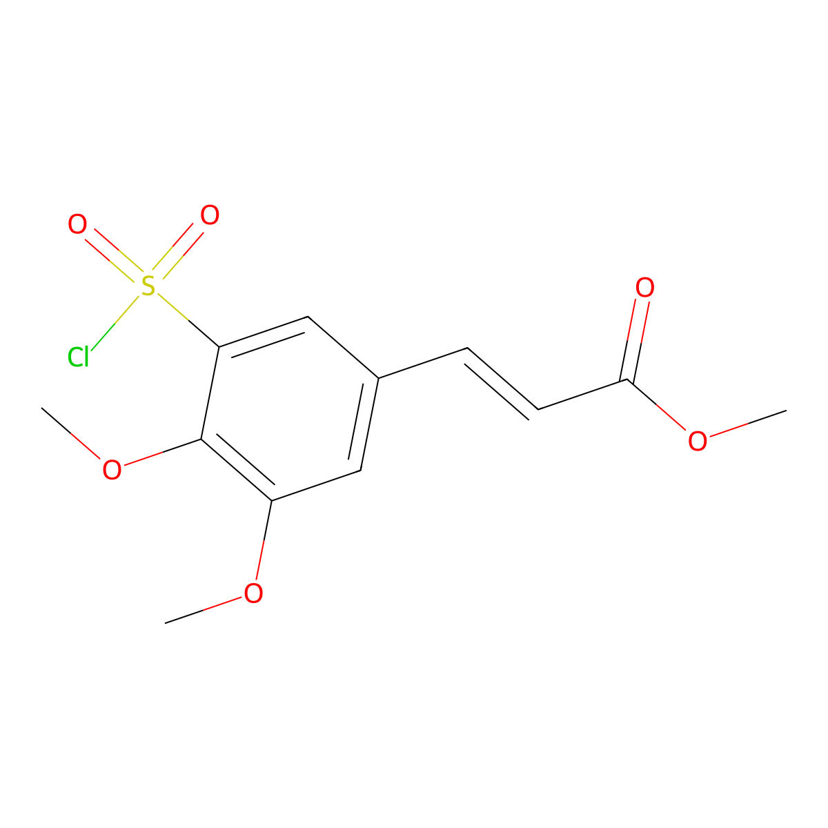 Methyl 3-[3-(chlorosulfonyl)-4,5-dimethoxyphenyl]prop-2-enoate molecular structure, CAS 1221728-99-9