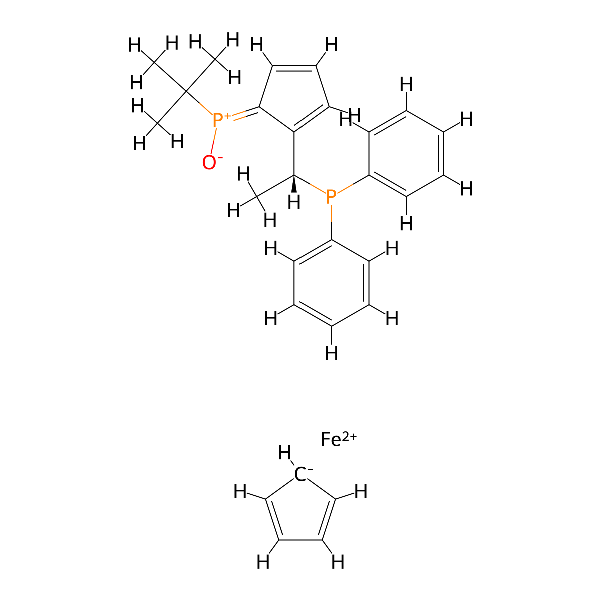 (Sp)-1-[(R)-tert-Butylphosphinoyl]-2-[(R)-1-(diphenylphosphino)ethyl]ferrocene molecular structure, CAS 1221745-90-9