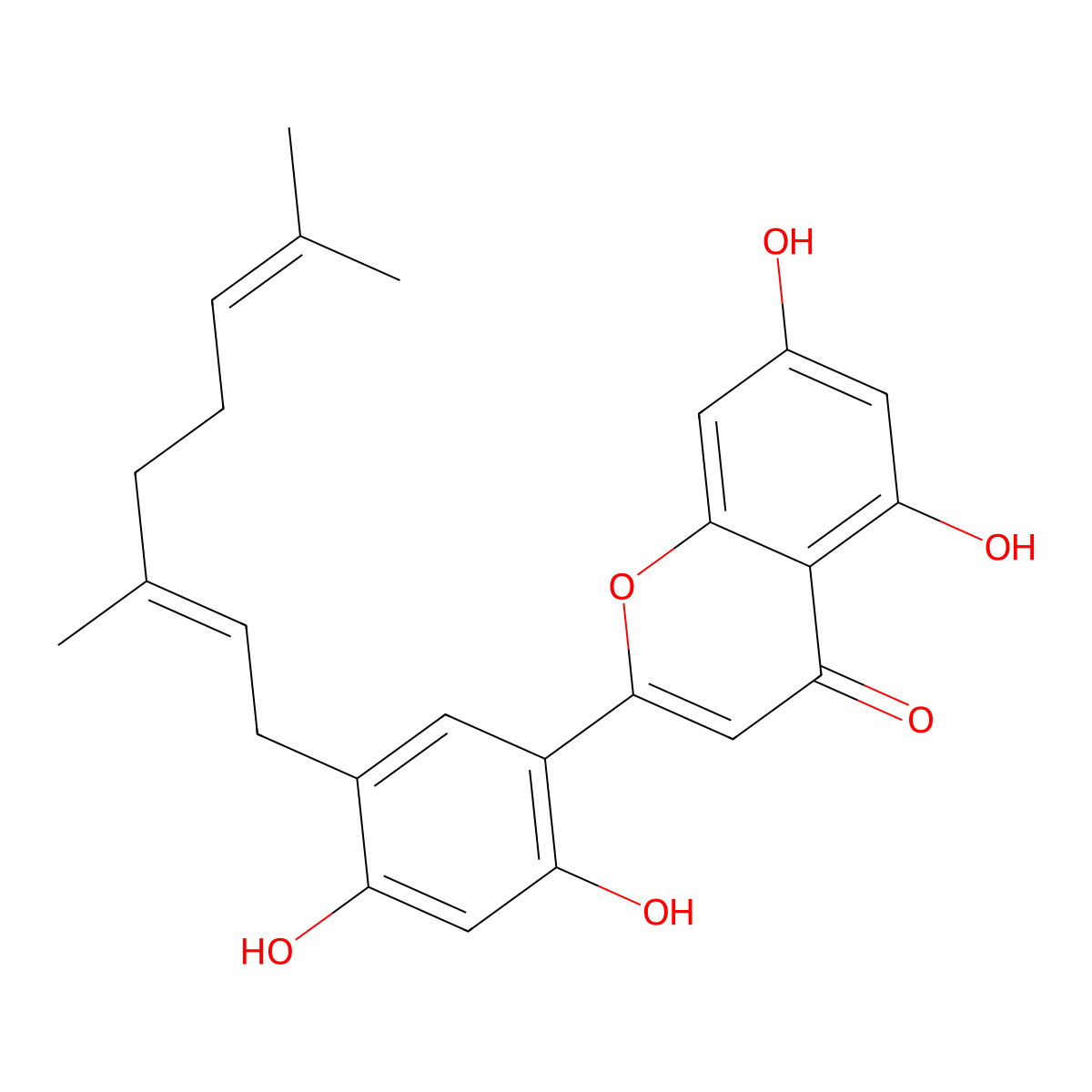 5'-Geranyl-5,7,2',4'-tetrahydroxyflavone molecular structure, CAS 1221762-70-4