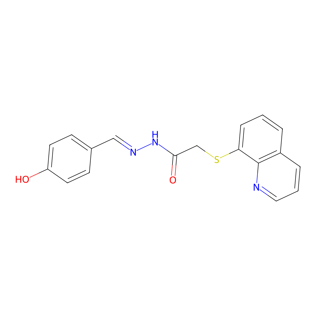 2-(8-Quinolinylthio)acetic acid 2-[(4-hydroxyphenyl)methylene]hydrazide molecular structure, CAS 122179-97-9