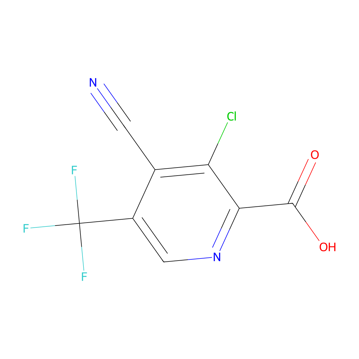 3-Chloro-4-cyano-5-(trifluoromethyl)pyridine-2-carboxylic acid molecular structure, CAS 1221791-55-4