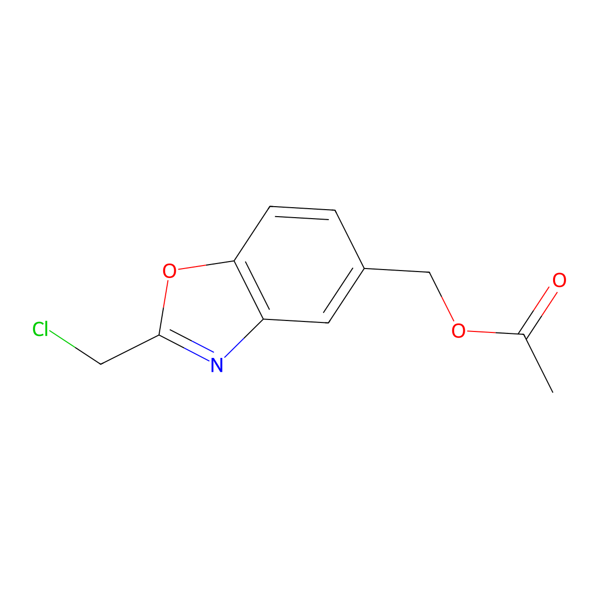 [2-(Chloromethyl)-1,3-benzoxazol-5-yl]methyl acetate molecular structure, CAS 1221791-61-2