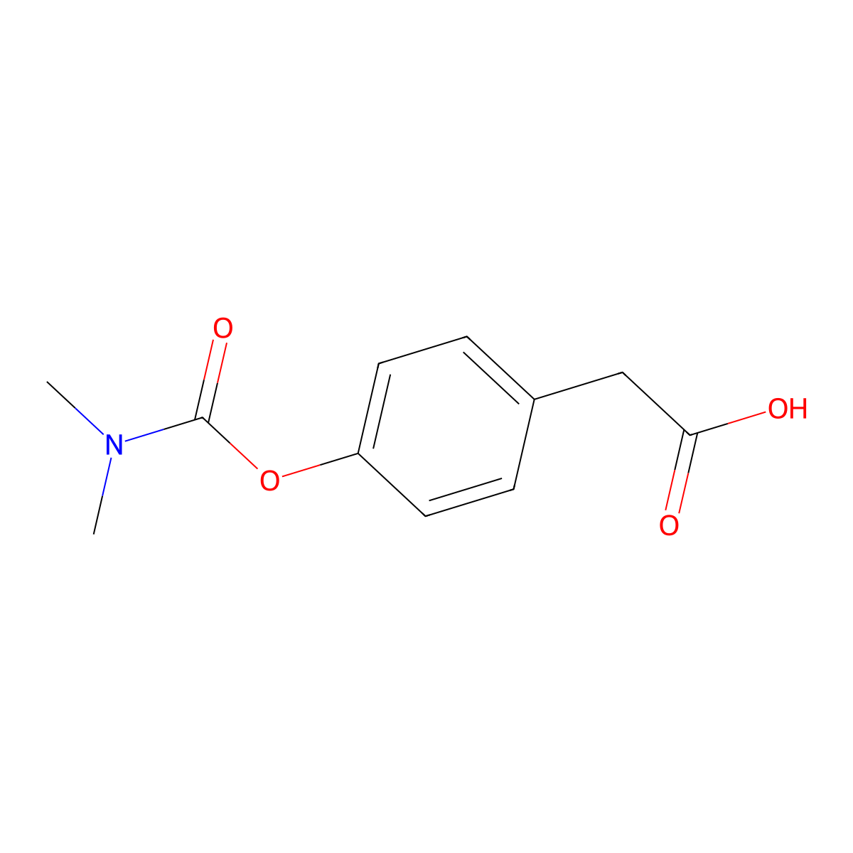 4-(Dimethylcarbamoyloxy)phenylacetic acid molecular structure, CAS 1221791-67-8