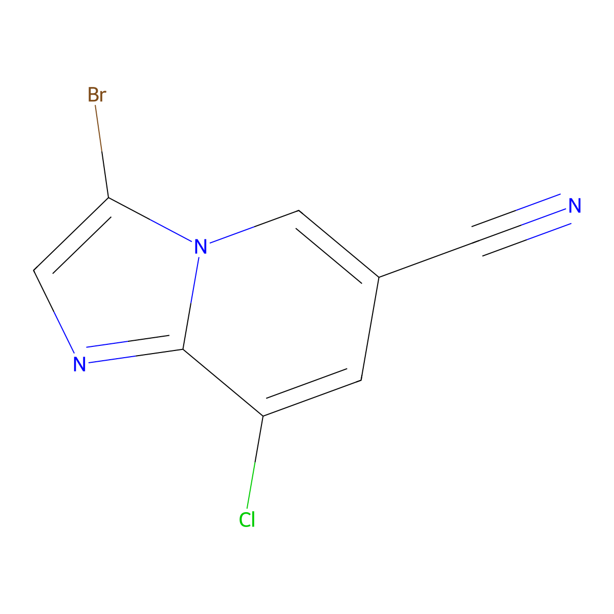 3-Bromo-8-chloroimidazo[1,2-a]pyridine-6-carbonitrile molecular structure, CAS 1221791-70-3