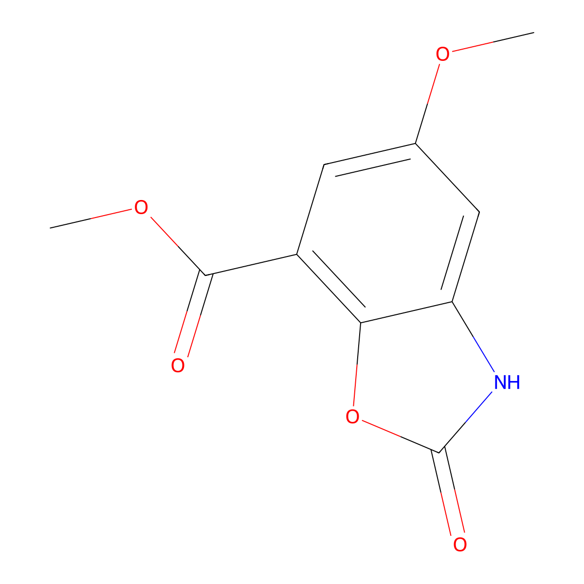 Methyl 5-methoxy-2-oxo-2,3-dihydro-1,3-benzoxazole-7-carboxylate molecular structure, CAS 1221791-71-4