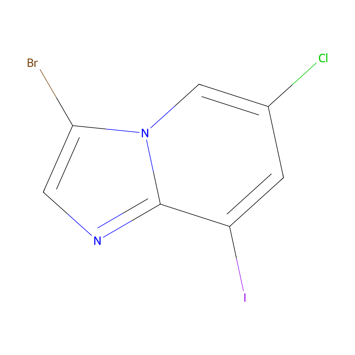 3-Bromo-6-chloro-8-iodoimidazo[1,2-a]pyridine molecular structure, CAS 1221791-77-0