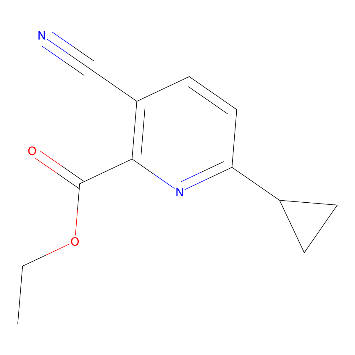 Ethyl 3-cyano-6-cyclopropyl-2-pyridinecarboxylate molecular structure, CAS 1221791-78-1