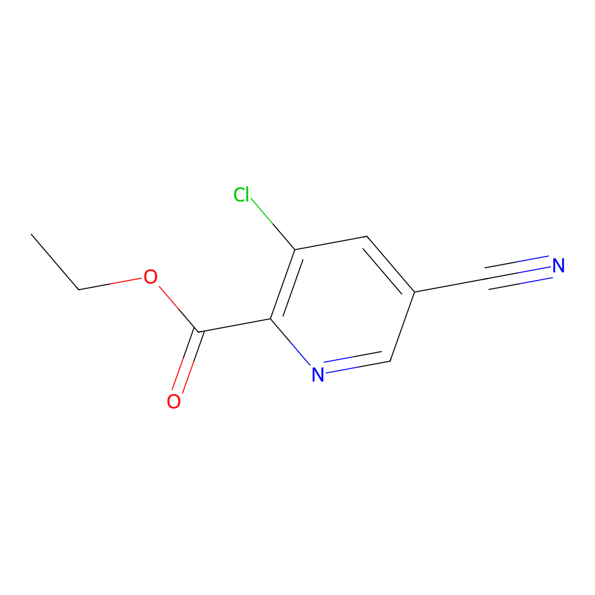 Ethyl 3-chloro-5-cyano-2-pyridinecarboxylate molecular structure, CAS 1221791-91-8