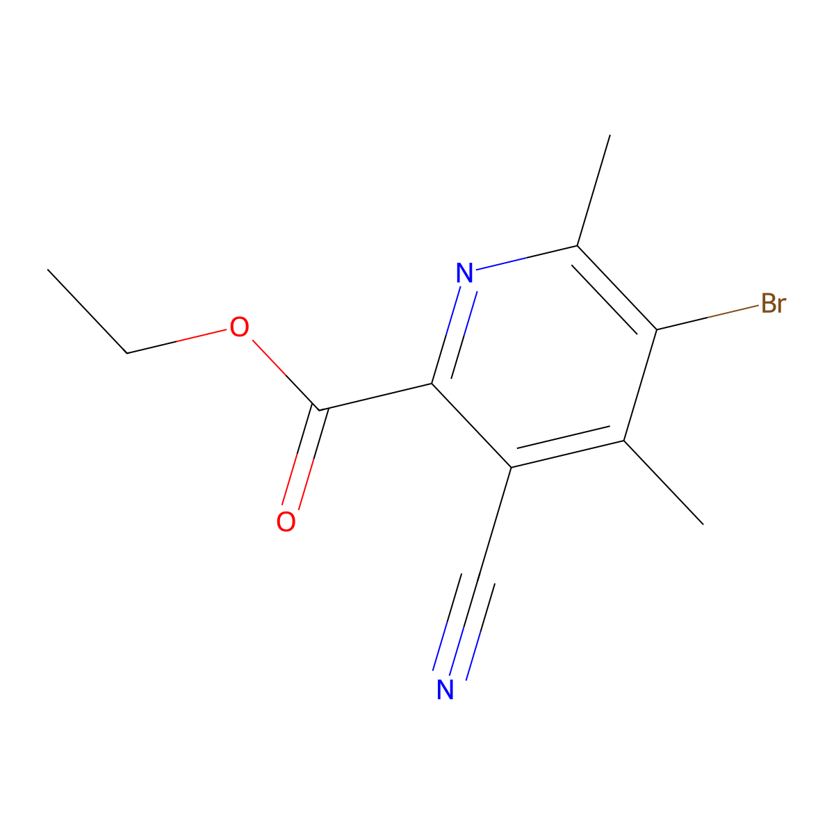 Ethyl 5-bromo-3-cyano-4,6-dimethyl-2-pyridinecarboxylate molecular structure, CAS 1221791-96-3