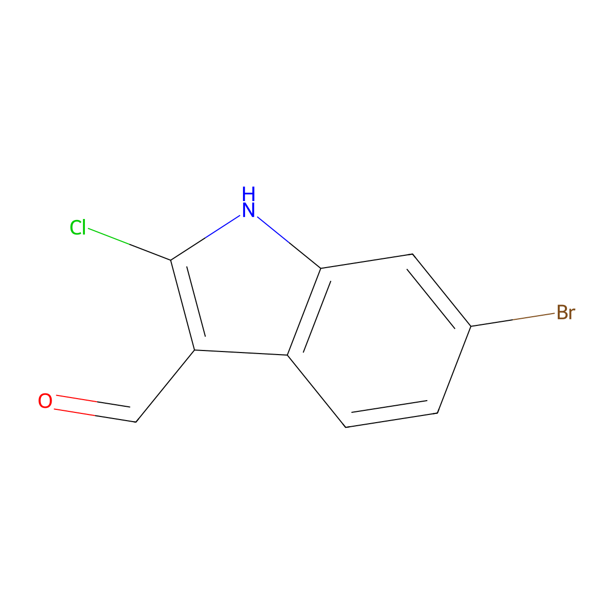 6-Bromo-2-chloro-1H-indole-3-carbaldehyde molecular structure, CAS 1221792-00-2