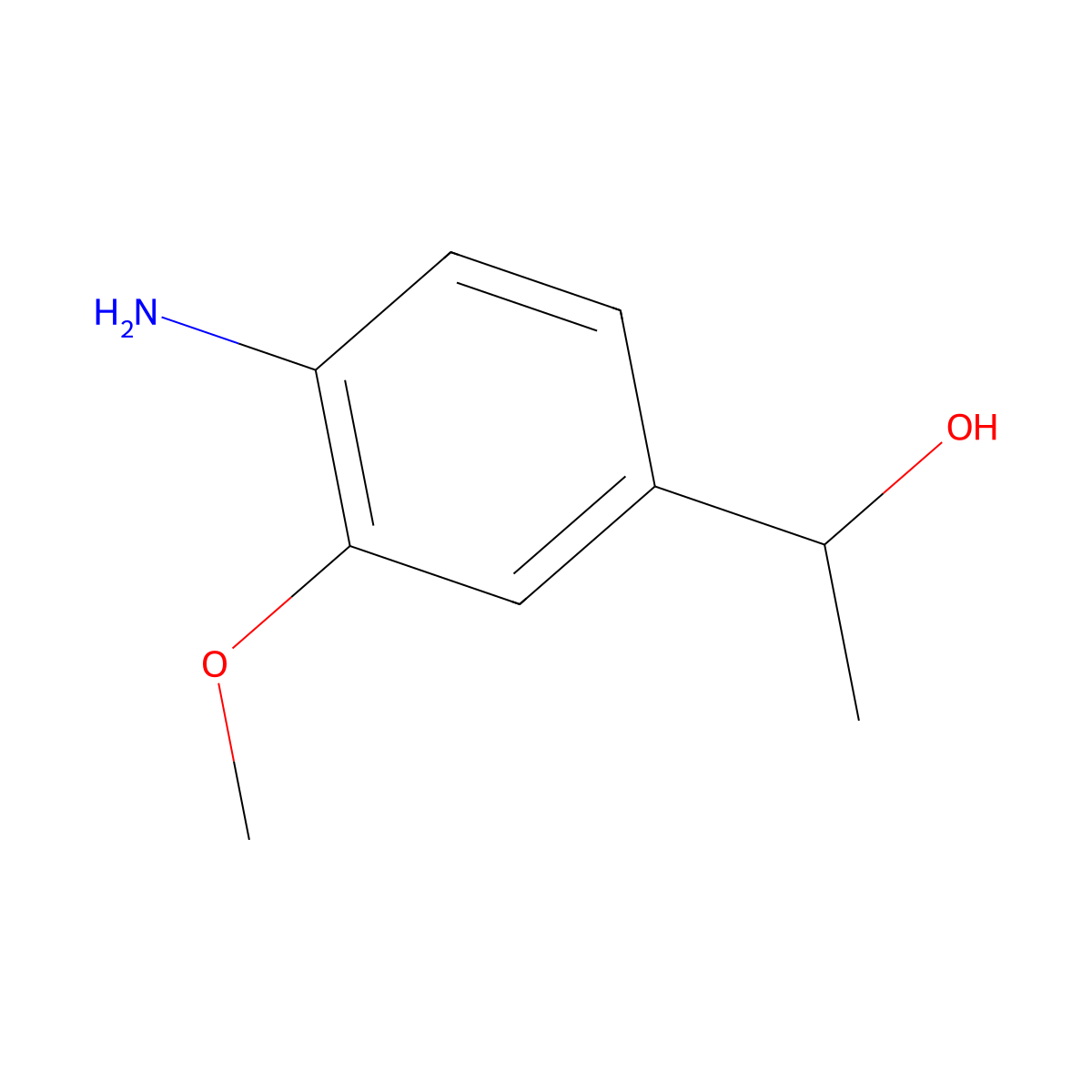 1-(4-Amino-3-methoxyphenyl)ethanol molecular structure, CAS 1221792-01-3