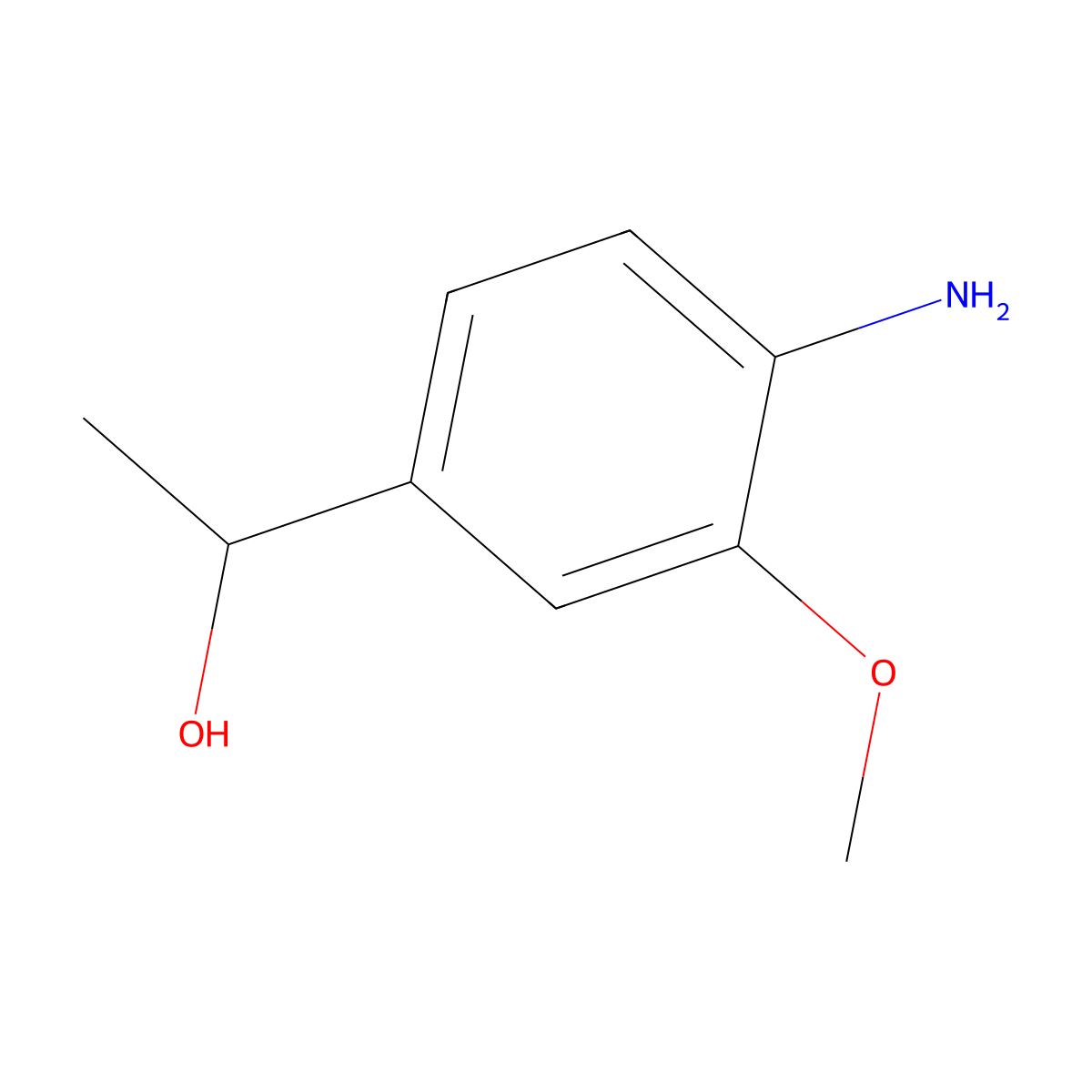 1-(4-Amino-3-methoxyphenyl)ethanol molecular structure, CAS 1221792-01-3