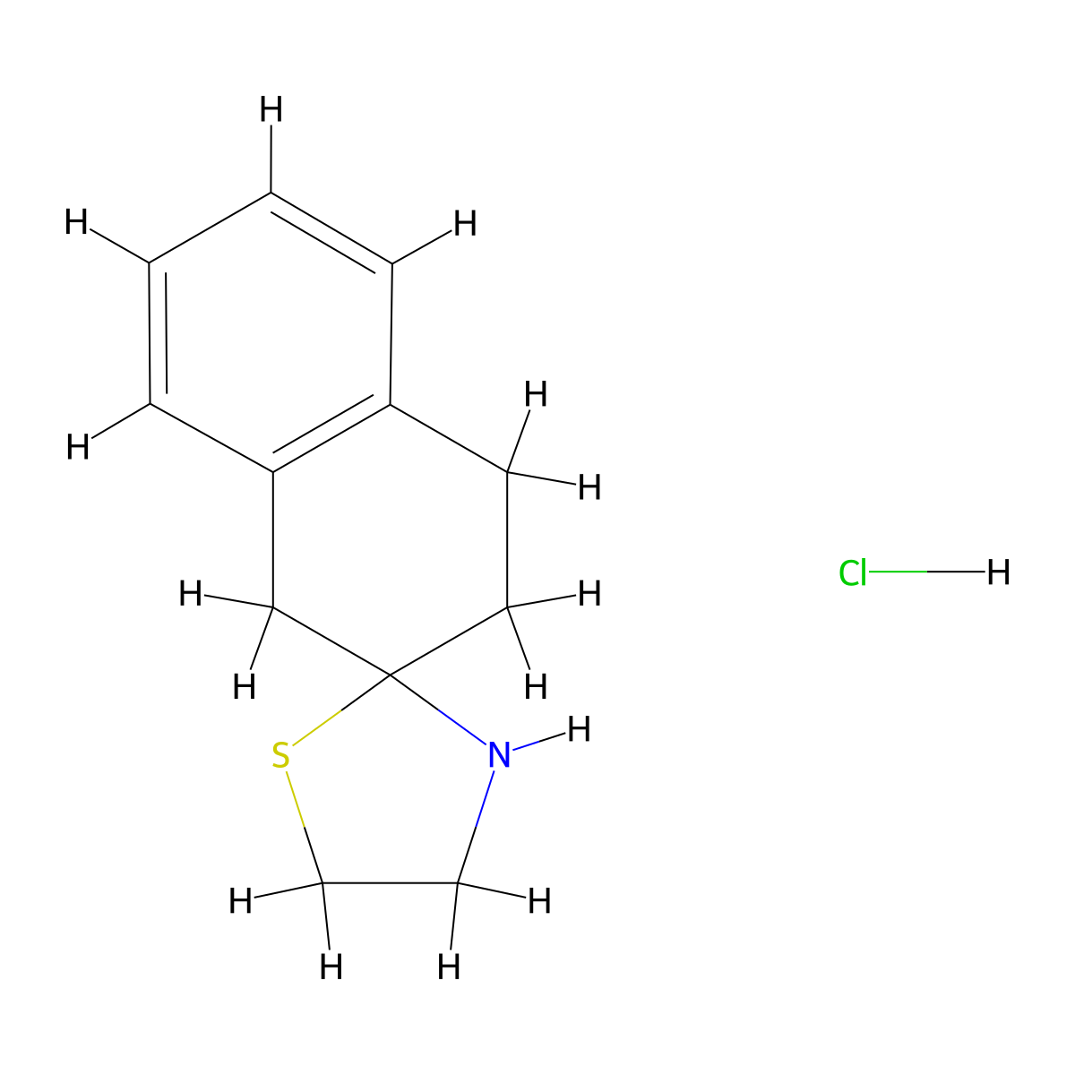 3,4-dihydro-1H-spiro[naphthalene-2,2'-[1,3]thiazolidine] hydrochloride molecular structure, CAS 1221792-02-4