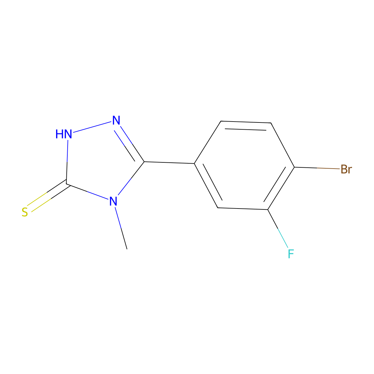 5-(4-bromo-3-fluorophenyl)-4-methyl-2,4-dihydro-3H-1,2,4-triazole-3-thione molecular structure, CAS 1221792-04-6
