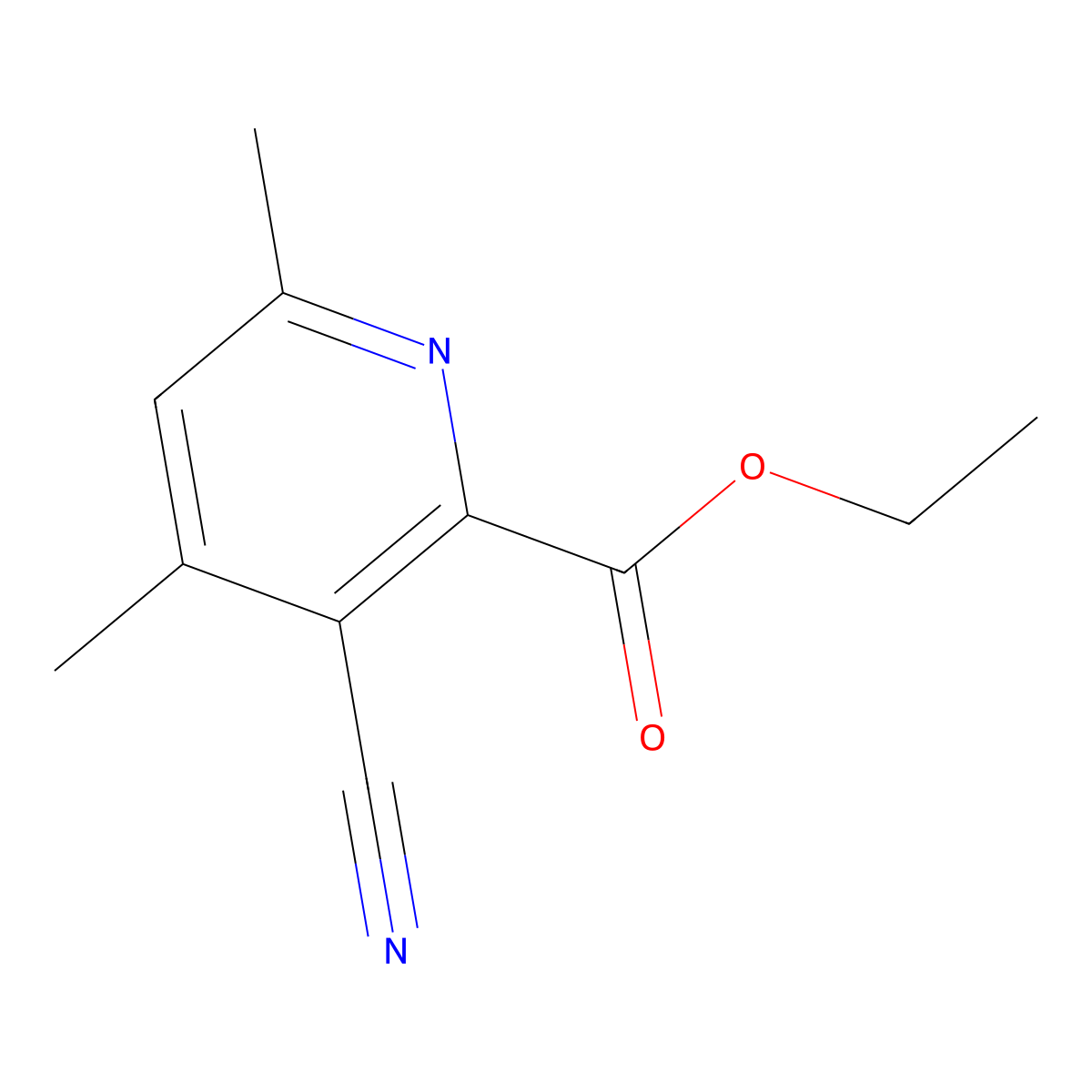 Ethyl 3-cyano-4,6-dimethyl-2-pyridinecarboxylate molecular structure, CAS 1221792-05-7