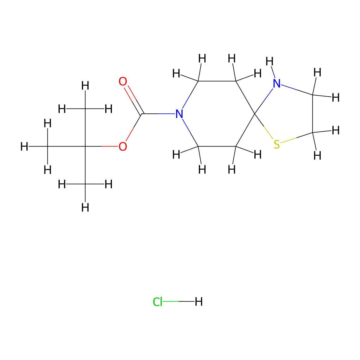 Tert-butyl 1-thia-4,8-diazaspiro[4.5]decane-8-carboxylate hydrochloride molecular structure, CAS 1221792-10-4