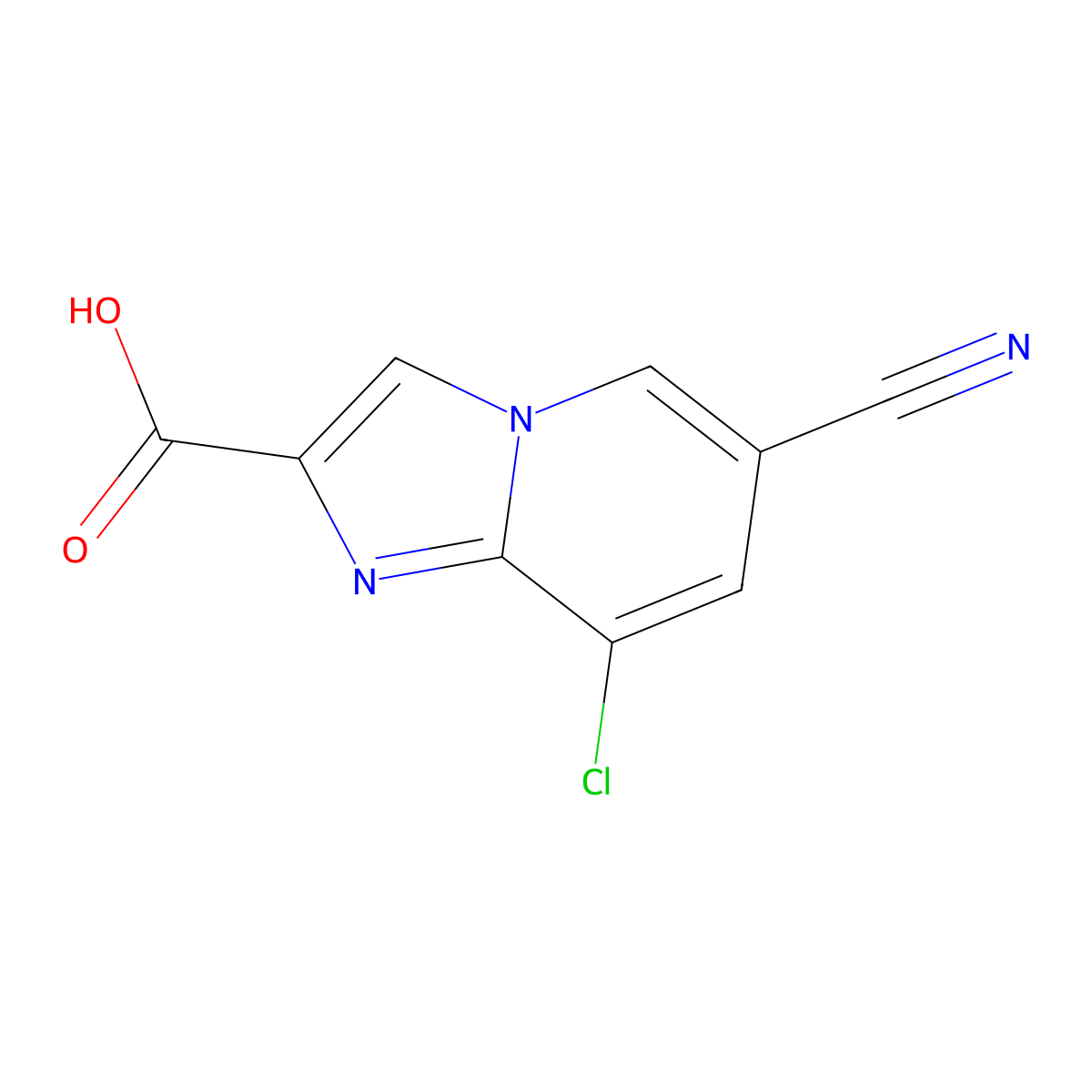 8-Chloro-6-cyanoimidazo[1,2-a]pyridine-2-carboxylic acid molecular structure, CAS 1221792-13-7