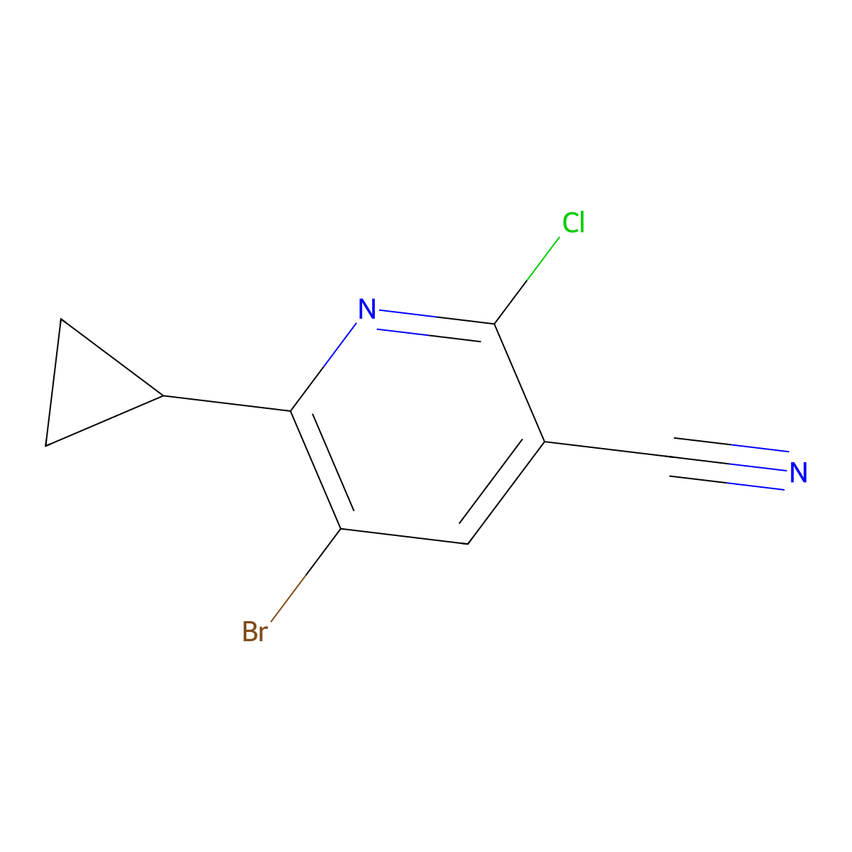 5-Bromo-2-chloro-6-cyclopropylnicotinonitrile molecular structure, CAS 1221792-18-2