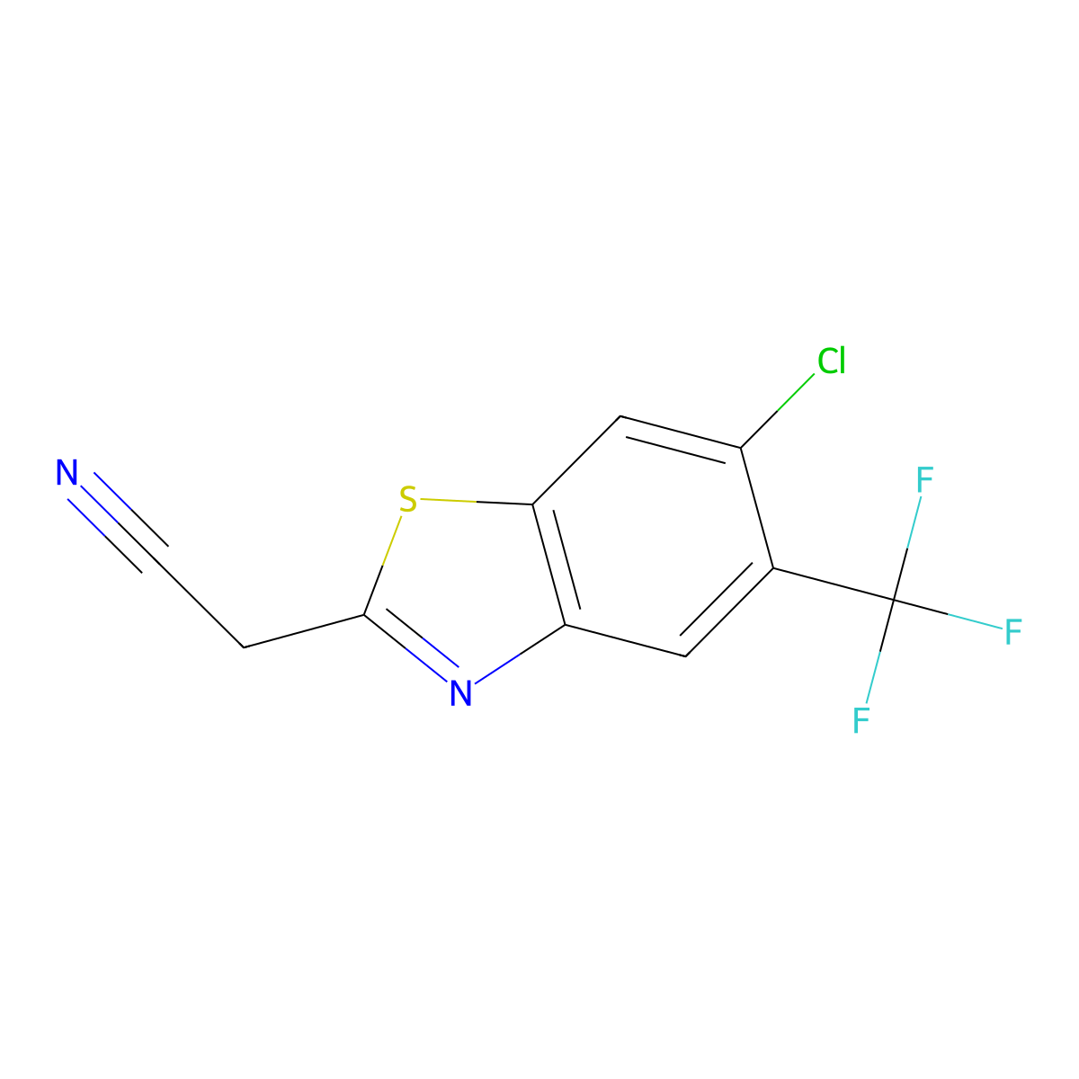 2-[6-Chloro-5-(trifluoromethyl)-1,3-benzothiazol-2-yl]acetonitrile molecular structure, CAS 1221792-21-7