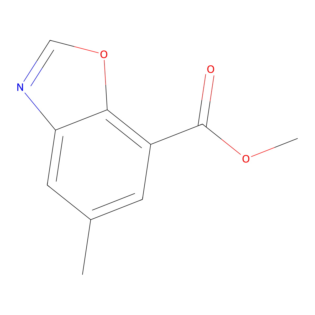 Methyl 5-methyl-1,3-benzoxazole-7-carboxylate molecular structure, CAS 1221792-23-9