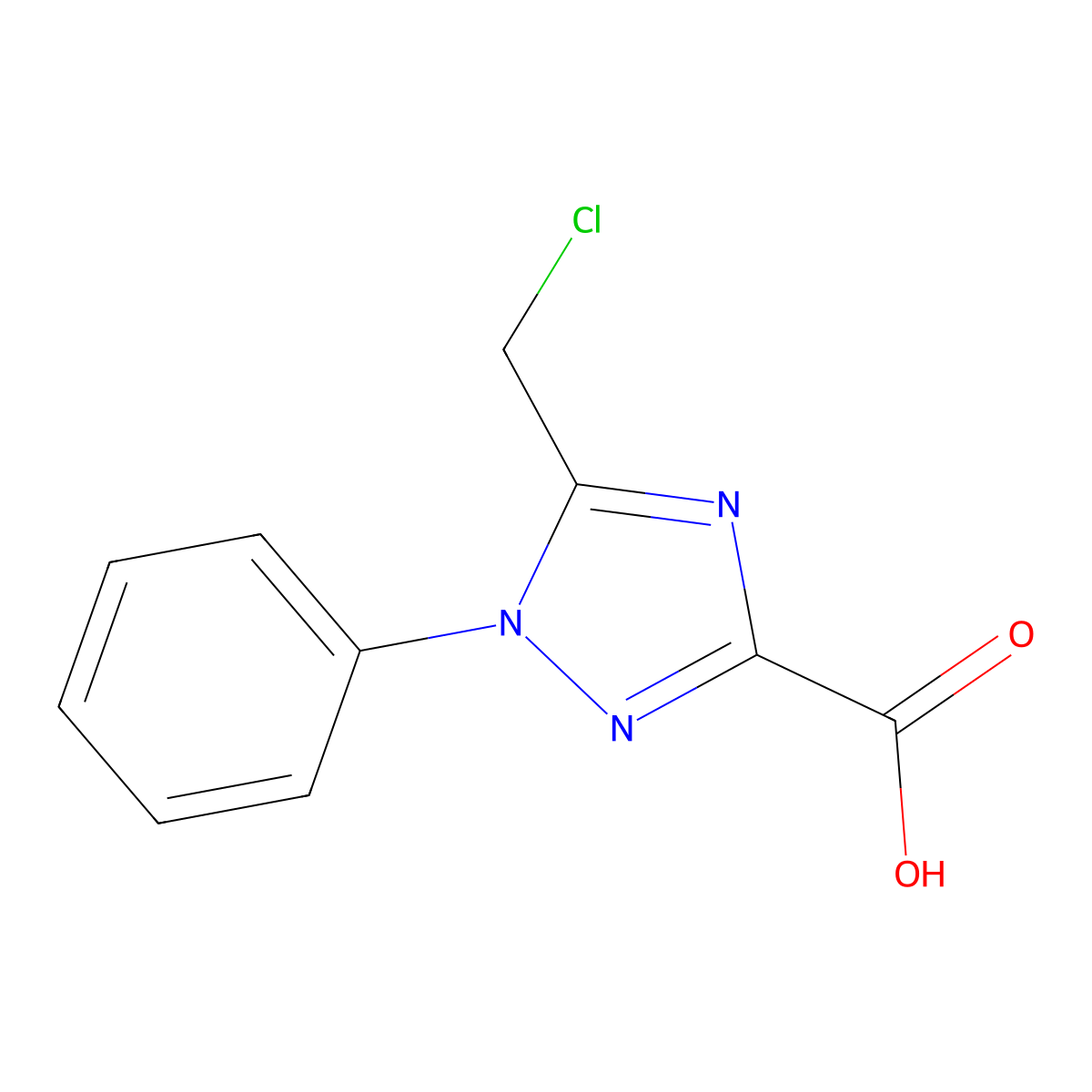 5-(chloromethyl)-1-phenyl-1H-1,2,4-triazole-3-carboxylic acid molecular structure, CAS 1221792-24-0