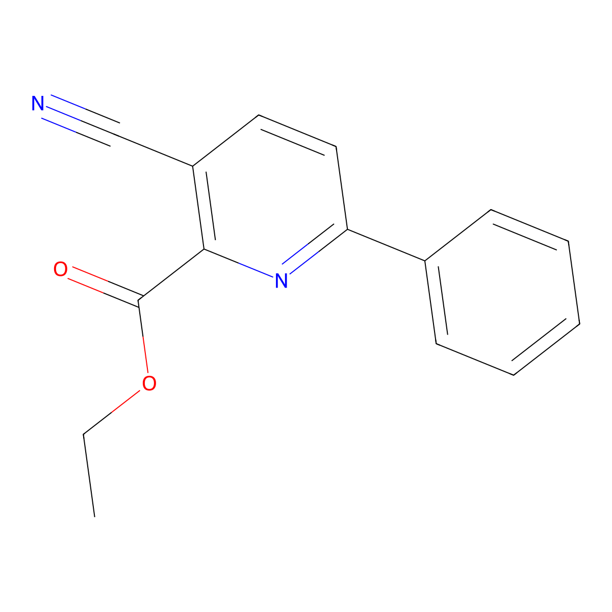 Ethyl 3-cyano-6-phenyl-2-pyridinecarboxylate molecular structure, CAS 1221792-25-1