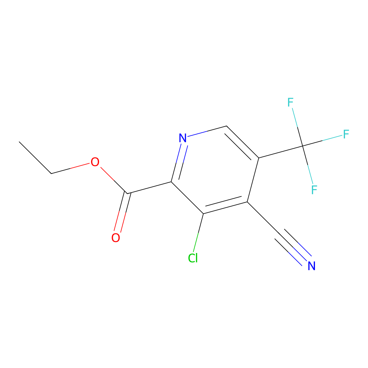 Ethyl 3-chloro-4-cyano-5-(trifluoromethyl)-2-pyridinecarboxylate molecular structure, CAS 1221792-27-3