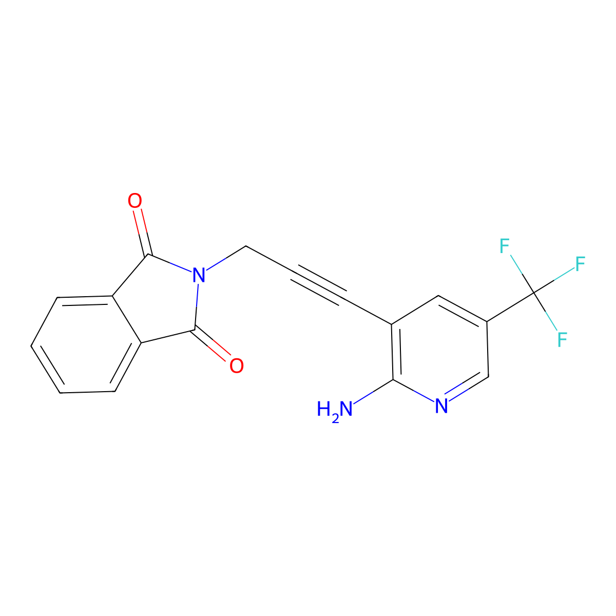 2-{3-[2-amino-5-(trifluoromethyl)-3-pyridinyl]-2-propynyl}-1H-isoindole-1,3(2H)-dione molecular structure, CAS 1221792-28-4