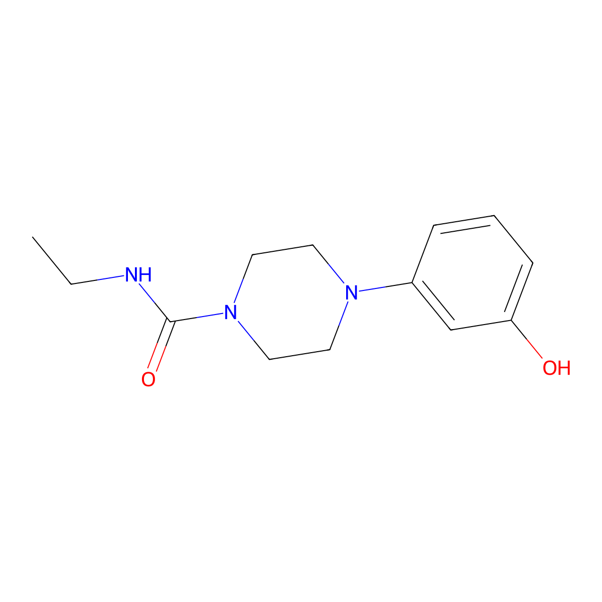 1-(3-Hydroxyphenyl)-4-ethylcarbamoyl-piperazine molecular structure, CAS 1221792-31-9