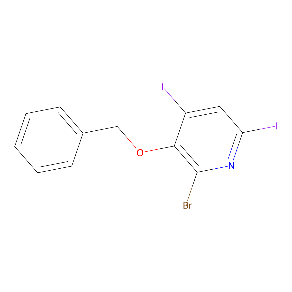 3-(Benzyloxy)-2-bromo-4,6-diiodopyridine molecular structure, CAS 1221792-34-2