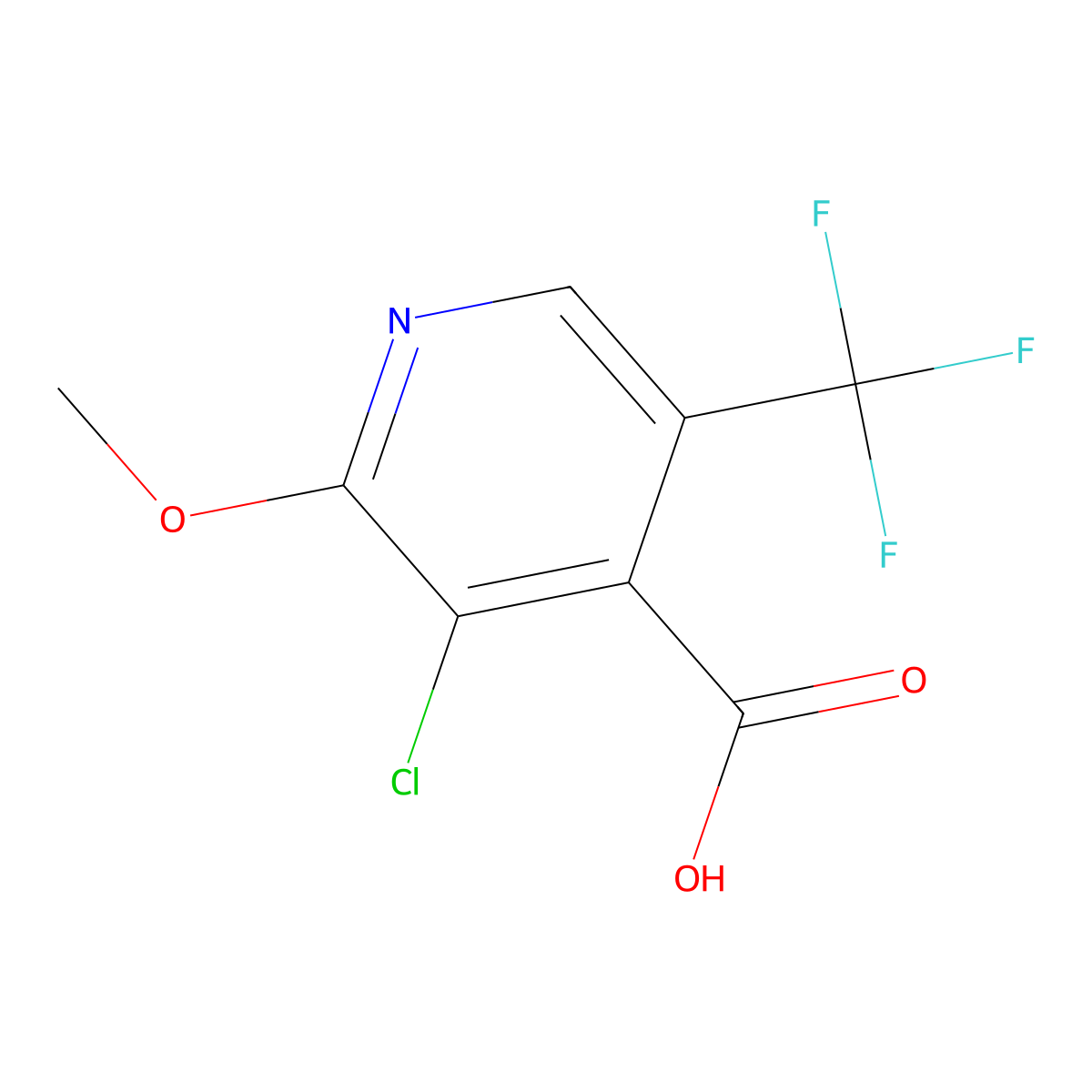 3-Chloro-2-methoxy-5-(trifluoromethyl)isonicotinic acid molecular structure, CAS 1221792-35-3
